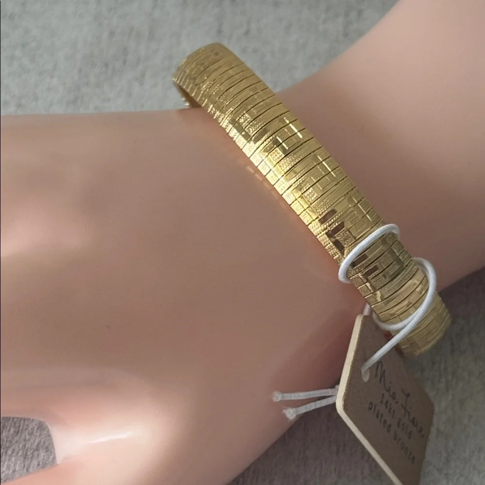 Mia Fiore Dyadema Gold Plated Bronze Open Cuff Bracelet Italy